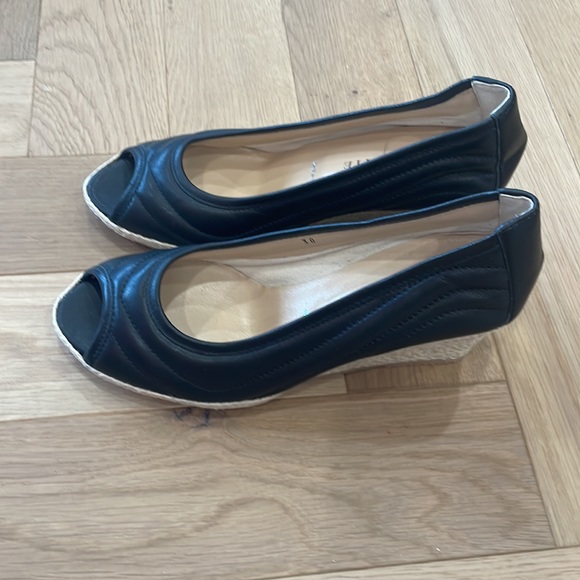 Ron White Ellary Espadrille Wedge Sandals | Quilted Leather  Heels | Size 8 US - Picture 5 of 11